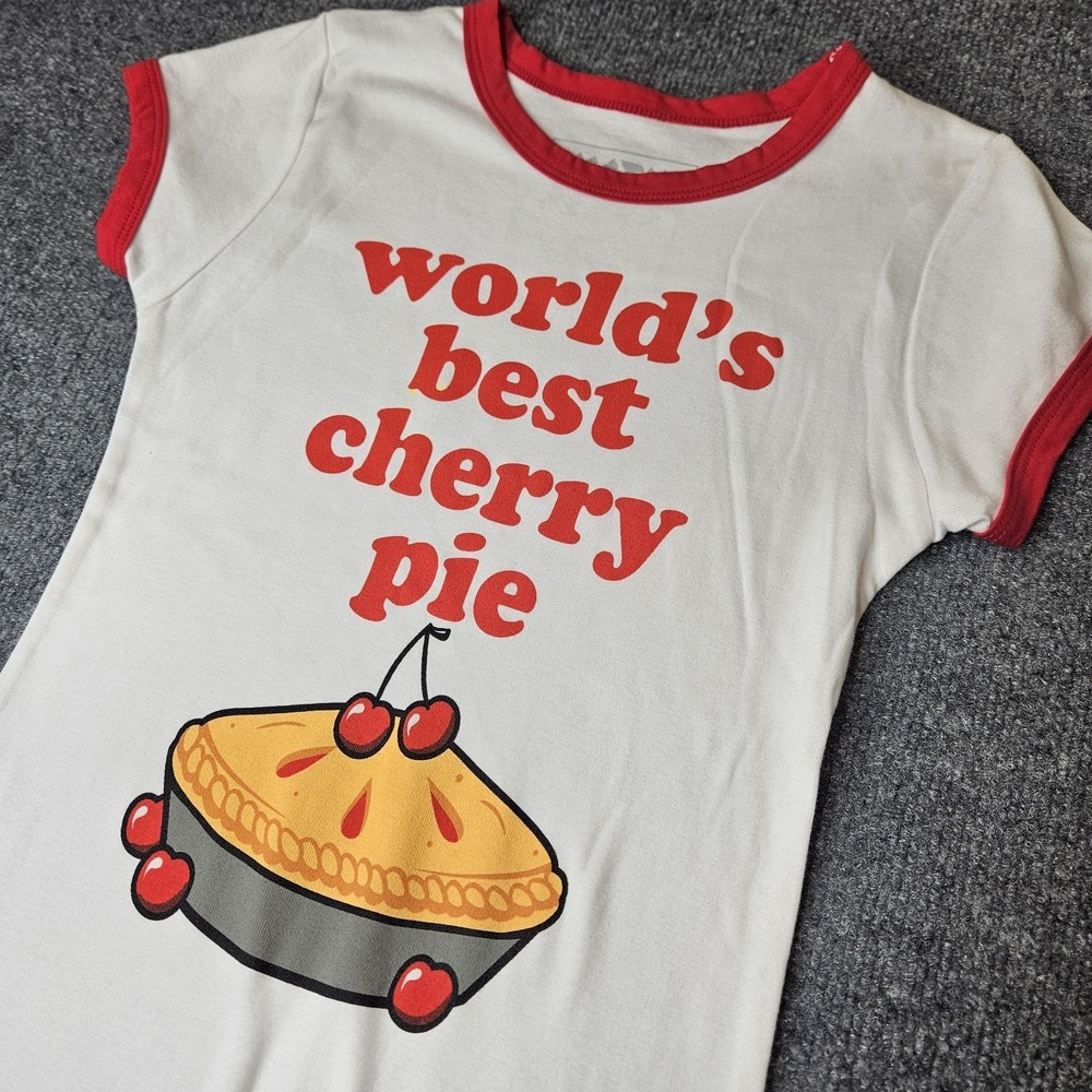 Rare Katy Perry Worlds Best‎ Cherry Pie Tshirt Ringer Bon Appetit 2017 Size XS